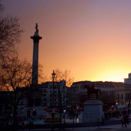 Winter Sunset In Trafalgar Square