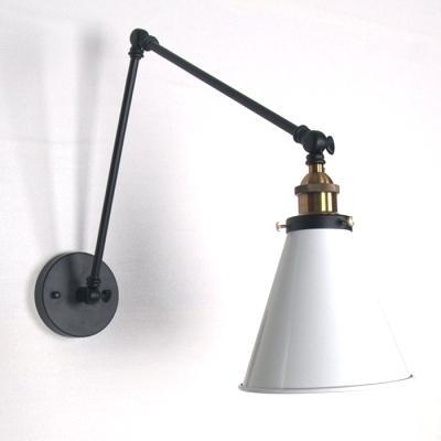 adjustable wall sconces black arm sconce industrial with conical shade in white