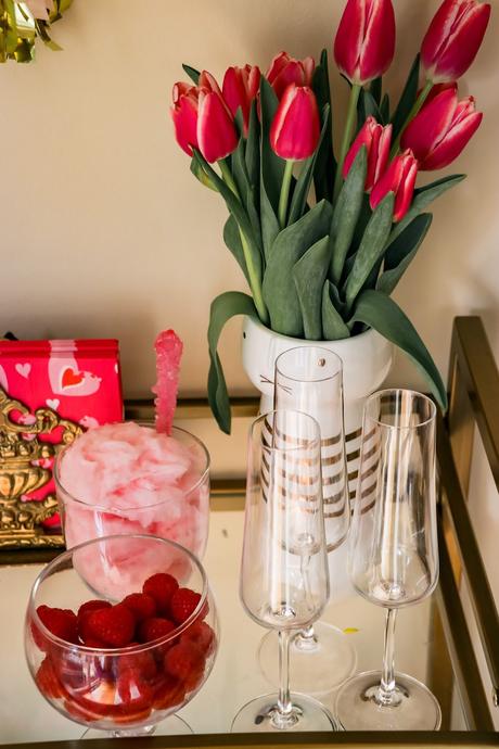 valentine's bar cart, party time, bar cart styling ideas, lifestyle, galentine, valentines day