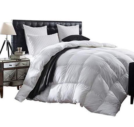 Luxurious 1200 Thread Count Goose Down Comforter Duvet Insert, King Size, 1200TC - 100% Egyptian Cotton Cover, 750+ Fill Power, 50 oz Fill Weight, White Color