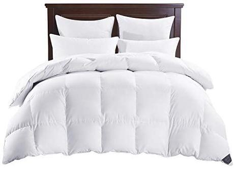 PUREDOWN White Down Comforter, Year Round Use, 100%Cotton, 600 Fill Power, 233 Thread Count , Full/Queen Size, White