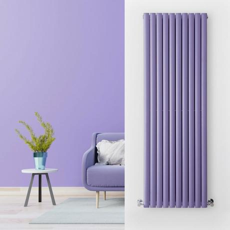 purple radiator in a purple living room