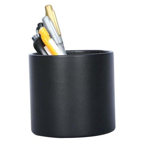 leather for desktop black background genuine round pencil cup