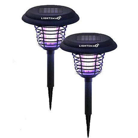 LIGHTSMAX Solar Powered Light, Mosquito and Insect Bug Zapper-LED/UV Radiation Outdoor Stake Landscape Fixture for Gardens, Pathways, and Patios (2)