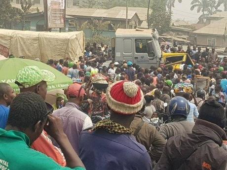 Mob Sets 2 Fully Loaded Dangote Cement Trucks Ablaze After Crushing 6 To Death In Ogun [Photos]