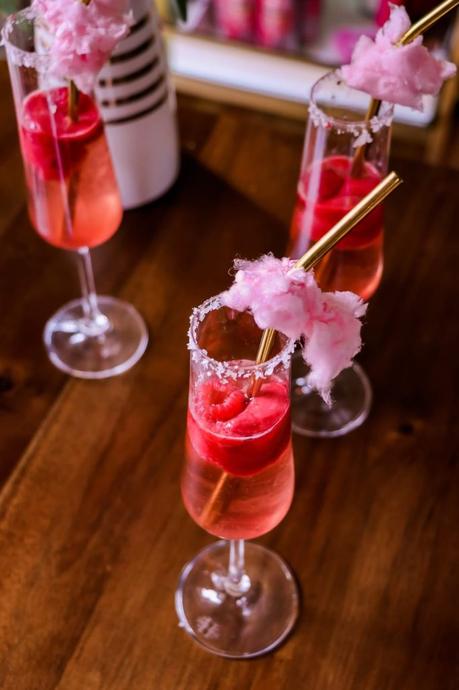 TWO INGREDIENT VALENTINE’S DAY COCKTAIL- RASPBERRY SORBET ROSE FLOATS