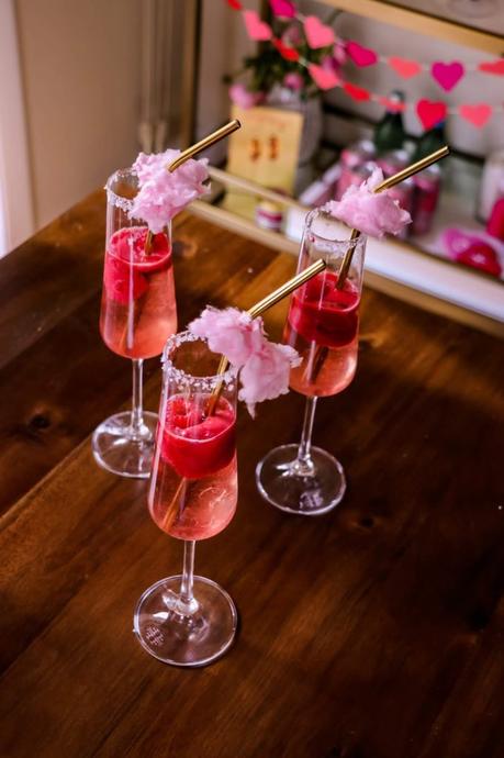 TWO INGREDIENT VALENTINE’S DAY COCKTAIL- RASPBERRY SORBET ROSE FLOATS