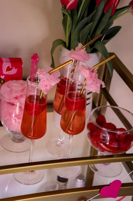 TWO INGREDIENT VALENTINE’S DAY COCKTAIL- RASPBERRY SORBET ROSE FLOATS