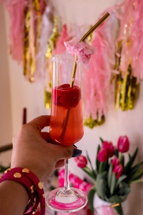 TWO INGREDIENT VALENTINE’S DAY COCKTAIL- RASPBERRY SORBET ROSE FLOATS