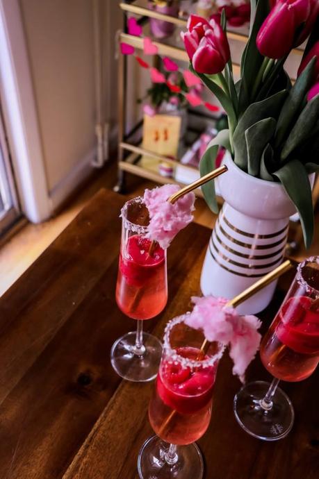 TWO INGREDIENT VALENTINE’S DAY COCKTAIL- RASPBERRY SORBET ROSE FLOATS