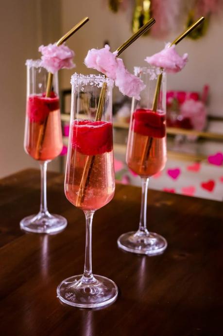 TWO INGREDIENT VALENTINE’S DAY COCKTAIL- RASPBERRY SORBET ROSE FLOATS