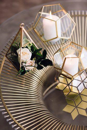 2019 wedding trends from pinterest metallic table and geometric decorations with flowers paula visco photography