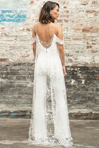 wedding trends 2019 wedding jumpsuit with elegant lace mantle rimearodaky