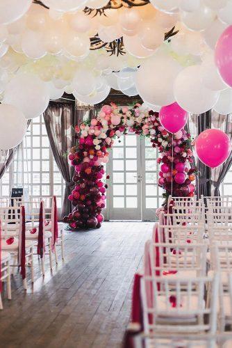 wedding trends 2019 ceremony decor with white red pink ballons arch lkphoto