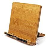 Bamboo Book Stand,wishacc Adjustable Book Holder...