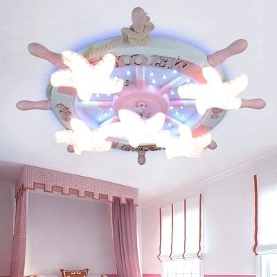 pirate light fixture starfish decoration led ceiling cute pink ship shape