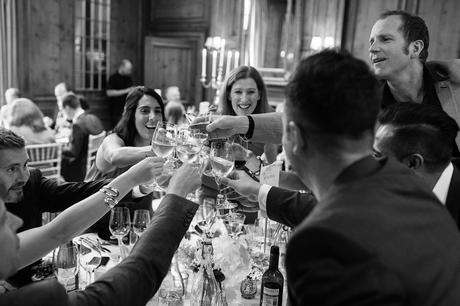 guests raise a toast at hedsor house