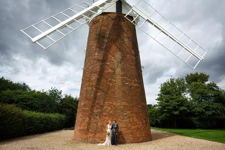 bride and groom at dereham windmill