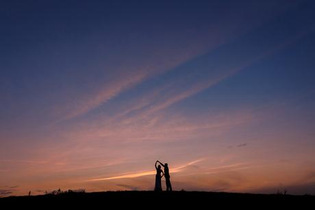 a wedding couple silhouette at a maidens barn wedding