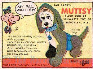 Harvey merchandise ad shows Sad Sack's dog Muttsy doll