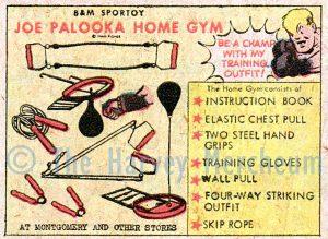Harvey merchandise ad shows Joe Palooka Home Gym