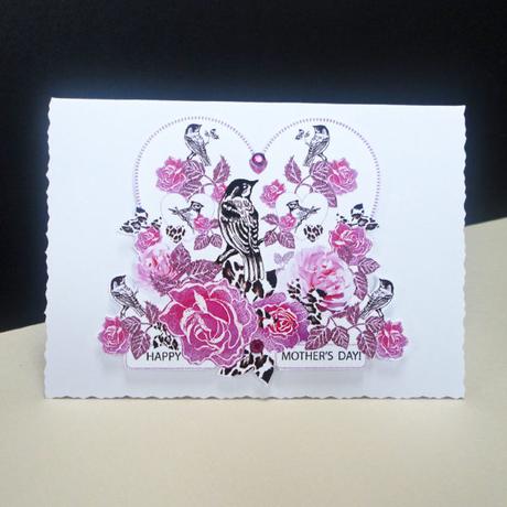 Pink Rose and Bird Mother's Day Card