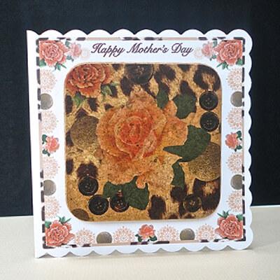 Orange Rose & Skin Print Mother's Day Card