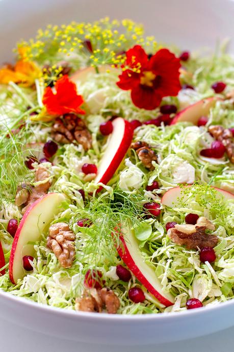 Shaved Brussel Sprout Salad with Creamy Mustard Dressing