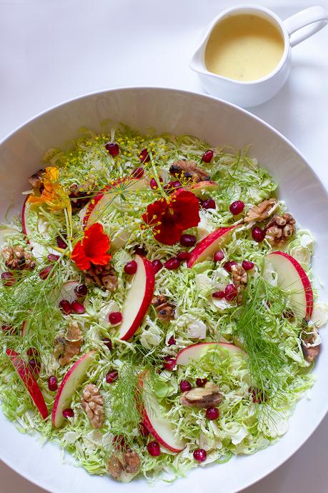 Shaved Brussel Sprout Salad with Creamy Mustard Dressing