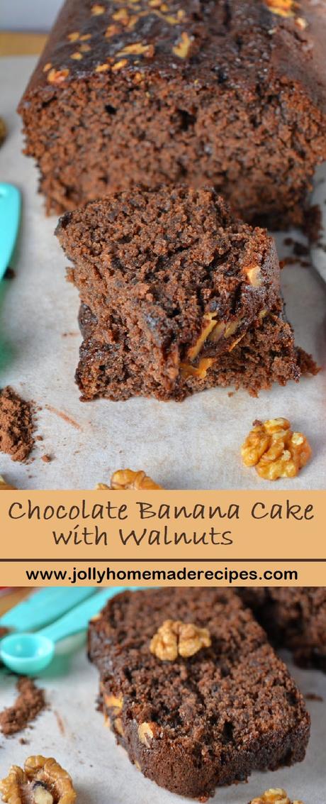 Banana Chocolate Cake | Chocolate Banana Cake with Walnuts | Ragi Banana Chocolate Cake