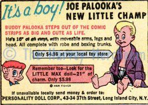 Harvey merchandise ad shows Buddy Palooka doll