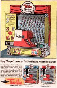 Harvey merchandise ad shows the Casper Tru-Vue Playtime Theatre by Sawyer's