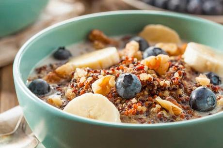 Quinoa Oatmeal with Berries and Chopped Nuts