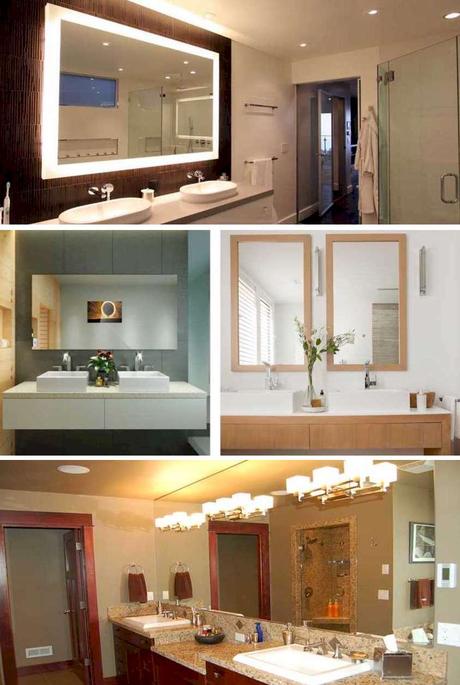 Decora baños con espejos iluminados con estilo
