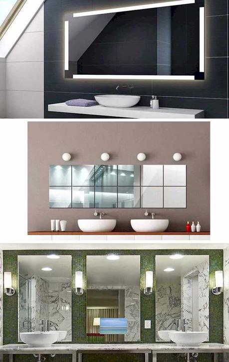 Decora baños con espejos iluminados de pared a pared