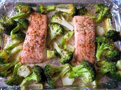 Garlic Butter Salmon & Broccoli for two