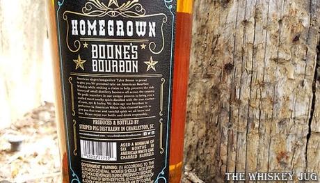Boone's Bourbon Homegrown Whiskey Back Label
