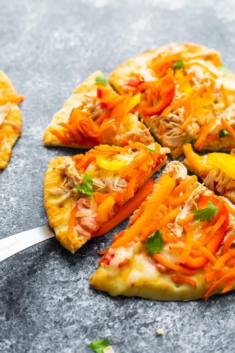 thai chicken naan pizza for the 7 Ingredient Meal Prep Plan