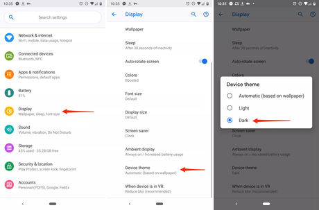 How to enable the new dark mode of Android 9.0 Pie Android 9.0 Pie Dark Mode