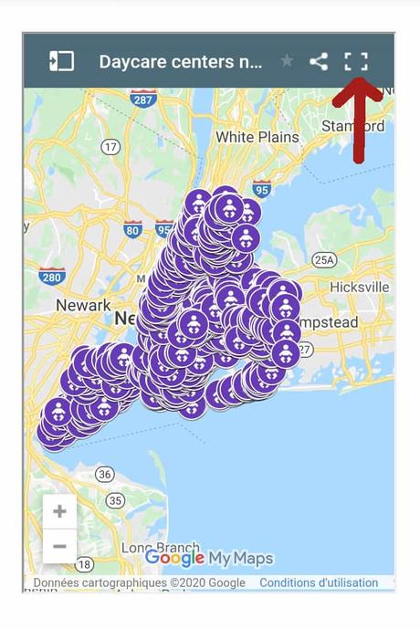 centers photo view large map button