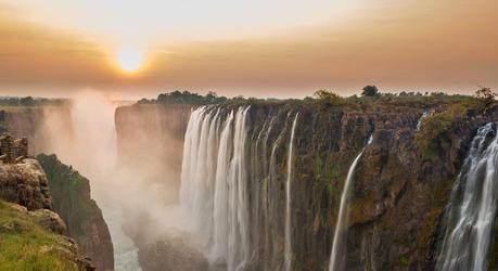 Victoria Falls sunset, View from Zambia, shutterstock_198156398