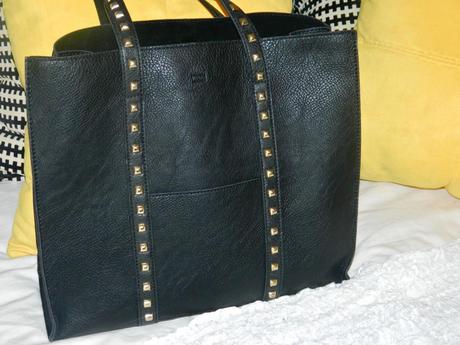 leather studded tote bag