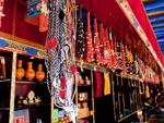 Traditional Tibetan jewelry being sold inside Jokhang Temple