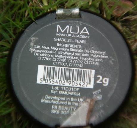 Swatches: Eyes: Eye Shadow: MUA: MUA Eye Shadow No:24 Pearl Swatches