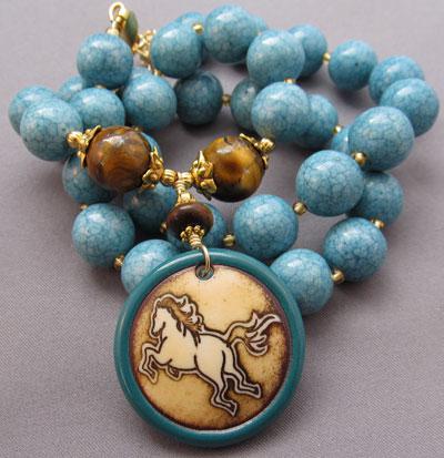 Turquoise/Tigerseye Equestrian Necklace: For Love Of A Dog