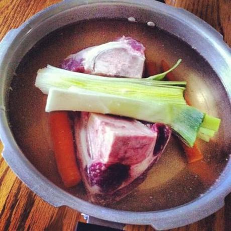 Homemade Bone Broth in the making- all local ingredients! (Taken...