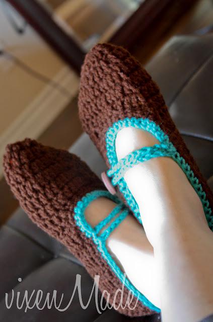 Crocheted Mary Jane Slippers