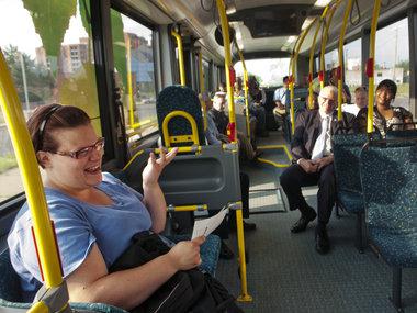 Passengers board MTA's Hydrogen Fuel Cell Vehicle for the first time in Flint