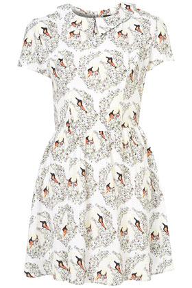 Swan Print Collar Dress