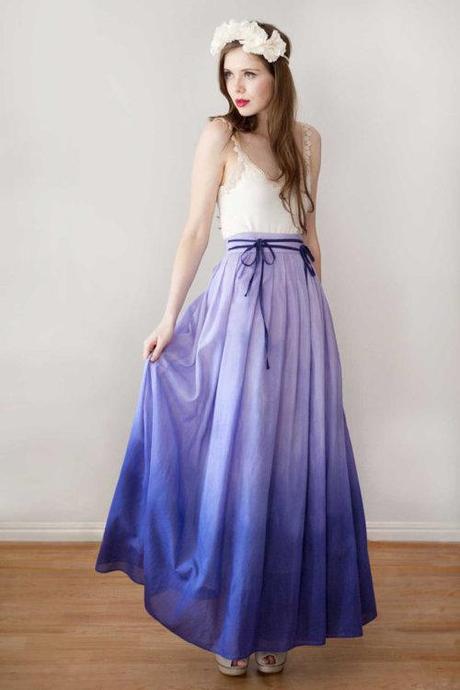 Double Trend Spotting; Maxi, Dip Dyed Skirt. What do we think? Love it or loath it?  - PopThreads  (via Long Skirt Maxi Skirt ‘Lily skirt in Lilac’ by Archella on Etsy)